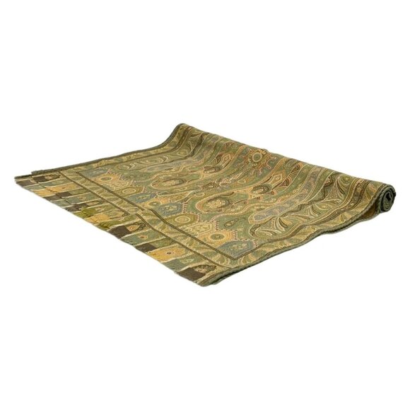 Auth ETRO - Green Yellow Multi Wool Silk Scarf - Picture 2 of 6